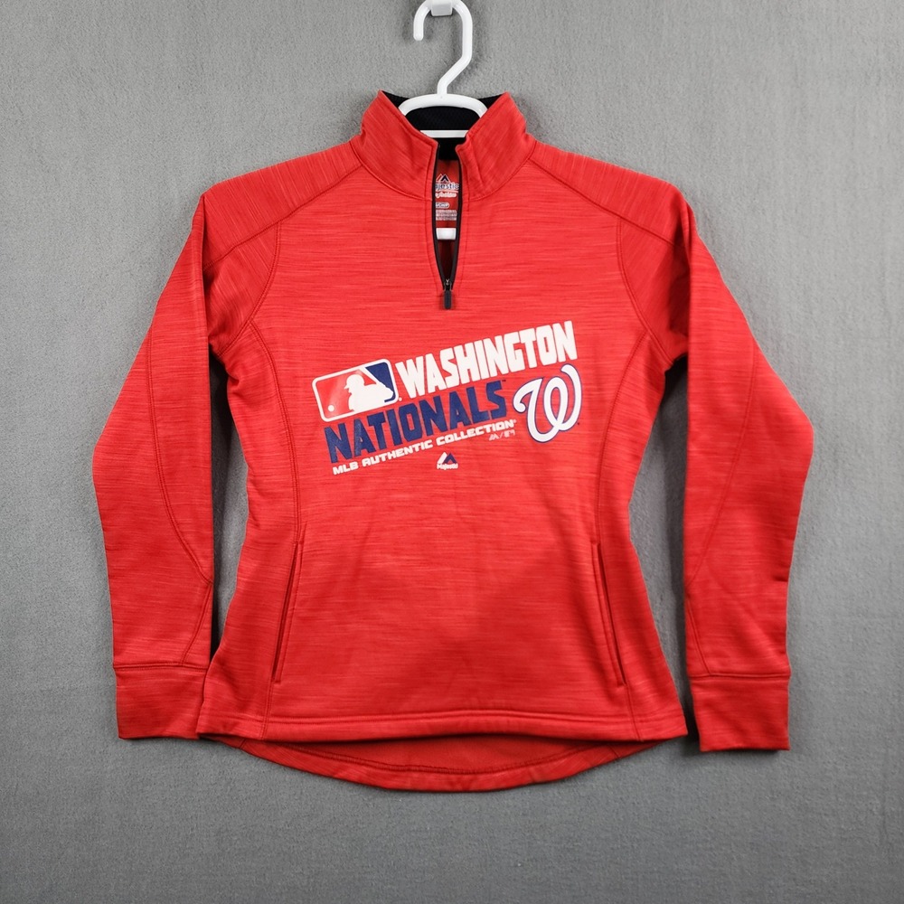 Majestic Washington Nationals MLB S/CH/P Small Red 1/4‎ Zip Pullover Fleece